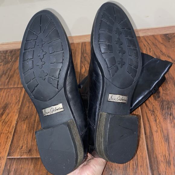 Sam Edelman Paradox 6.5 Black Leather Pull On Knee High Riding Boots Slip On - Picture 7 of 10